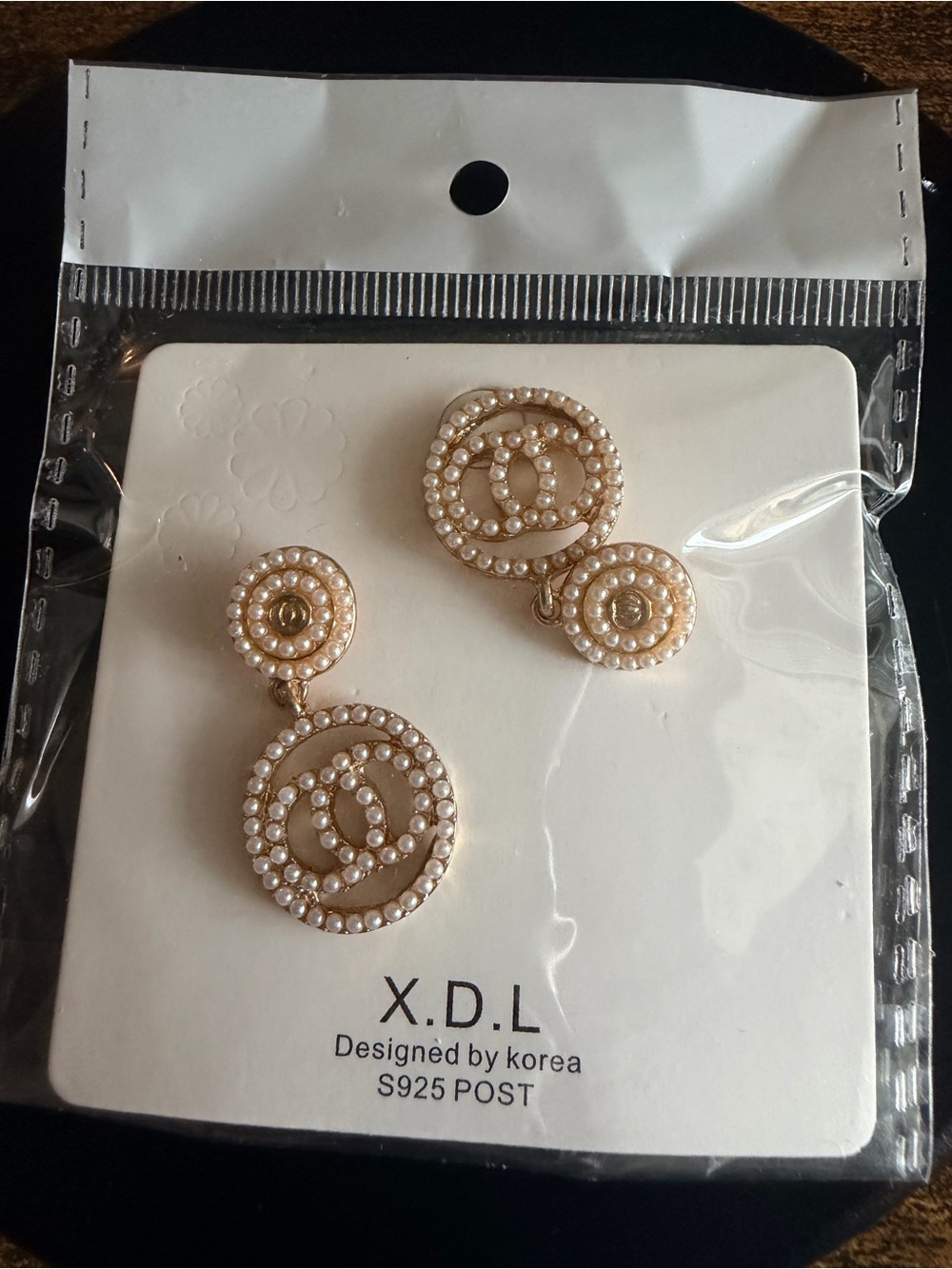 Gold-Tone Pearl Double-Circle Drop Earrings